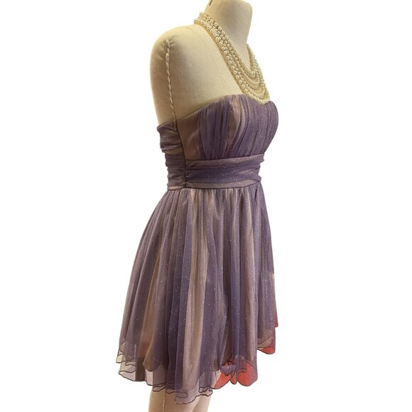 City Triangles Purple Strapless Tulle Party Dress Size 9 - Picture 3 of 7